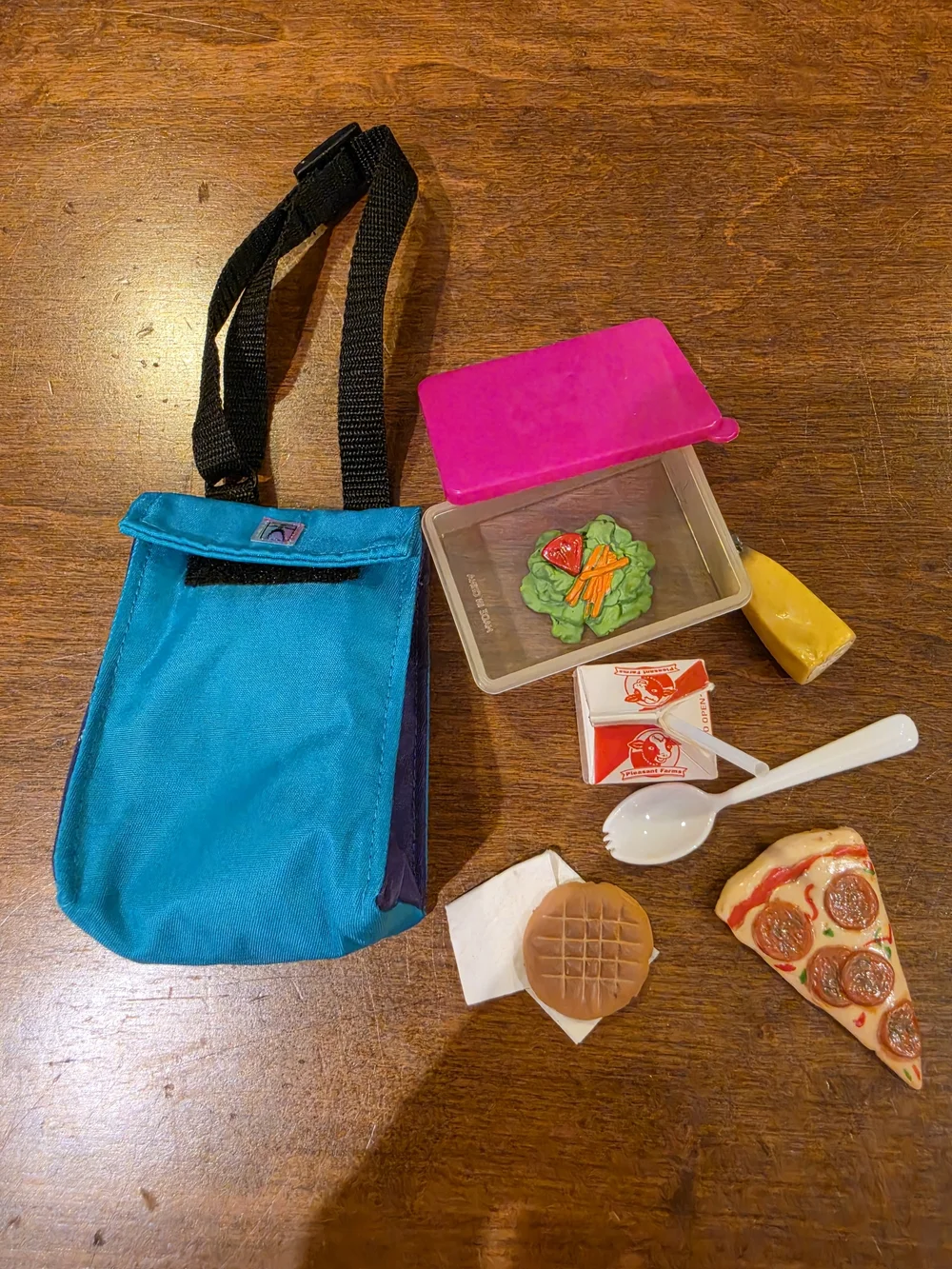 American Girl Blue and Purple Lunch Tote with Hot Pink Snack Box